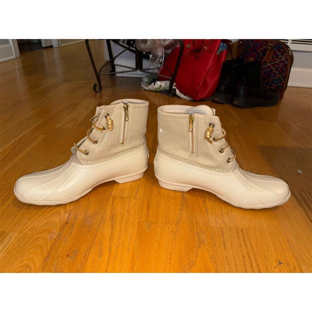 Sperry Women's Ankle Snow Boots Size 10 Ivory Metallic Winter Casual - Picture 5 of 13
